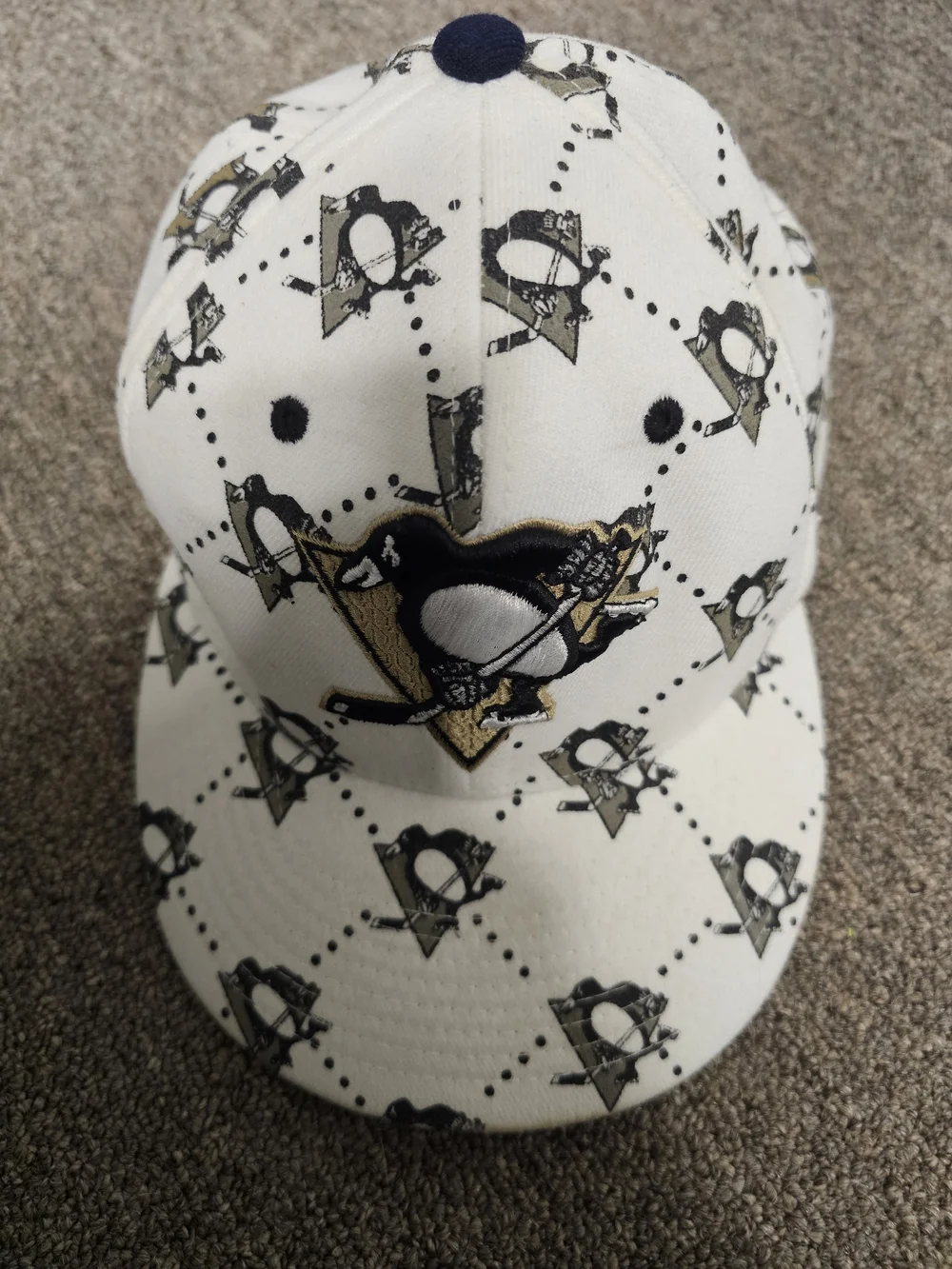 Pens Adult White, Black & Gold Logo Hat